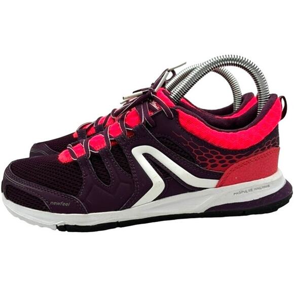 Decathlon Newfeel Propulse Running Sneakers 6.5 Black Pink Athletic Training - Picture 3 of 11